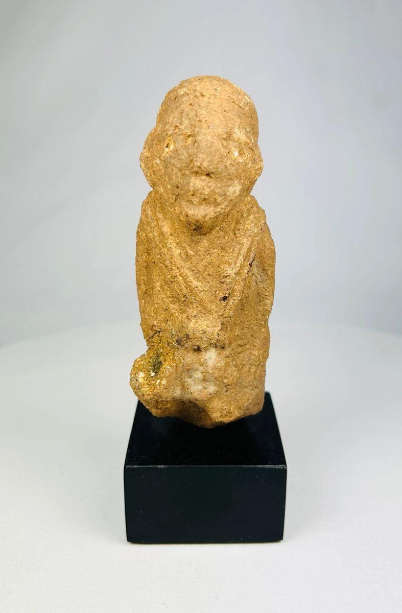 West African Sokoto terracotta figurine—front view showing facial features and torso, ancient artifact circa 500–200 CE