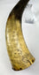 18th century scrimshaw powder horn dated 1755 depicting Fort William Henry and Lake George