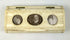 Mid 19th century bone snuff box with inset family portraits and decorative carved lid