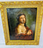 Sacred Christian artwork of Jesus wearing Crown of Thorns, antique oil on canvas circa 1700s.