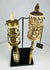 Tibetan Buddhist prayer wheels with Buddha figure and mantra script