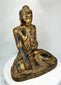 Thai Buddha Statue in Bhumisparsha Mudra — Hand-Carved Gilt Wooden Figure with Gem Inlays, 19th–Early 20th Century Temple Art | Relic and Rarity