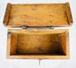 Early 19th century travel lockbox with hand-forged iron mounts, rich natural patina, and original interior.