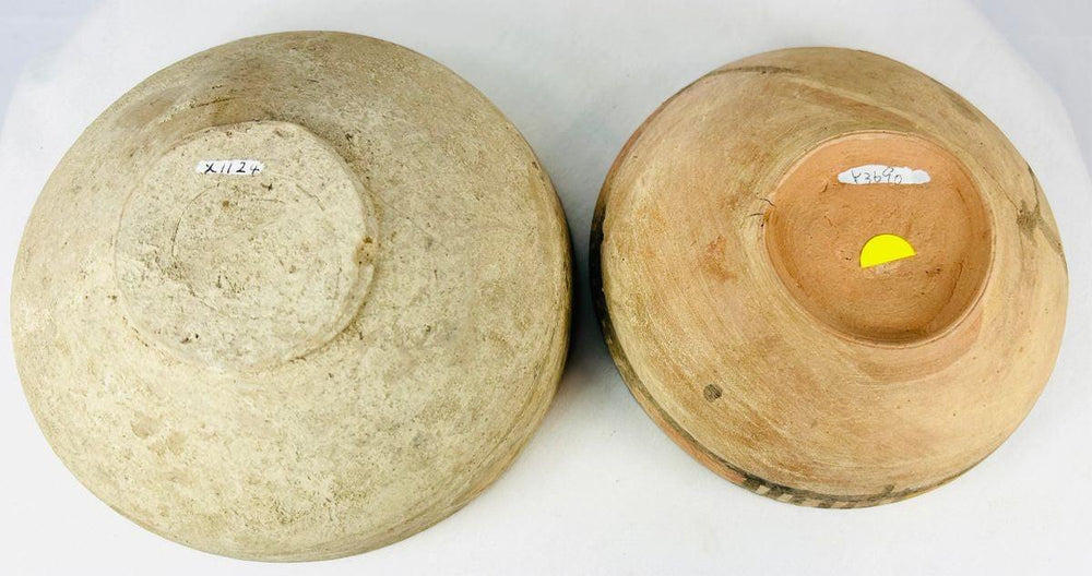 Ancient Indus Valley terracotta bowls with geometric polychrome and plain design