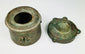 Detailed engraving on the cylindrical body of an Islamic Khorassan bronze inkwell