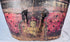 Domed lid of Himalayan painted hide storage basket with iron hardware