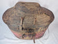 Historic surface wear and patina on painted Himalayan leather basket
