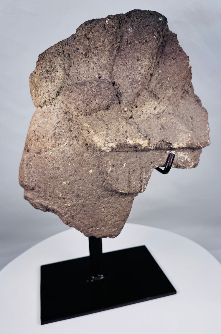 Carved stone ancestral-style head fragment from a Chelsea Estate, New York