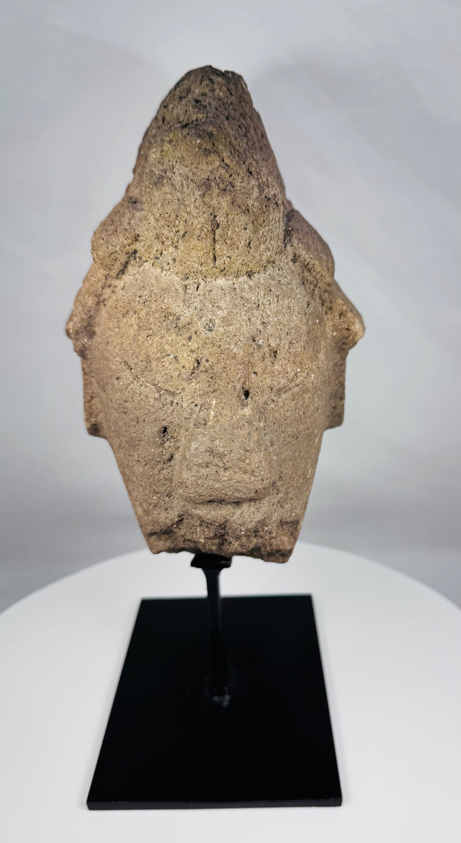Antique carved stone head fragment likely from West Africa, circa 19th to 20th century
