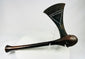 Luba prestige axe with fan-shaped iron blade and carved hardwood haft, Democratic Republic of Congo, late 19th century