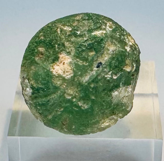 Blue-green Mesopotamian or Iranian stamp seal with mineral encrustation