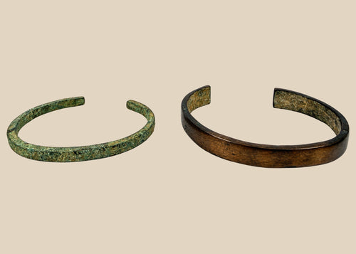 Ancient bronze and iron bracelet pair dating to the 1st to 3rd century AD with naturally aged archaeological patina