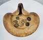 Ancient terracotta oil lamp from Carthage, North Africa, accompanied by bronze coins and collector provenance