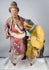 Ancient Chinese painted earthenware group mounted on a modern clear acrylic display stand