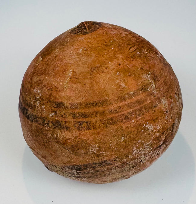 Black-on-Red ware pottery flask from ancient Cyprus with intact globular form