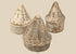 Three Eastern Indian Buddhist terracotta votive stupas with tiered conical forms, circa 8th–12th century CE