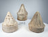 Buddhist clay stupas from Eastern India featuring conical spires, stepped tiers, and circular bases