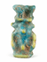 Small Egyptian faience Bes amulet with turquoise glaze and suspension hole for wearing as a charm.