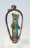 Ancient Egyptian funerary amulet with turquoise glaze and custom gold frame