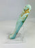 Left side of ancient Egyptian faience ushabti figure with blue-green glaze and visible hieroglyphic column.