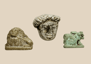 Ancient Egyptian Hathor Amulet & Greco-Roman Carved Figurines (3) | Circa 664 BCE – 300 CE