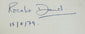 Close-up of Rosalie David’s blue-ink signature dated August 15, 1979, inside Mysteries of the Mummies.