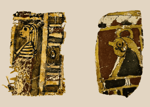 Ancient Egyptian Polychrome Sarcophagus Fragments (Pair) | Linen & Gesso Cartonnage Panels | Late Period–Ptolemaic | Circa 664–30 BCE