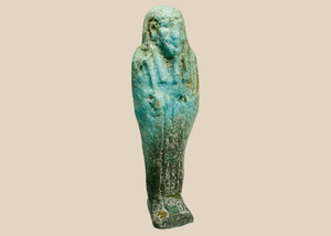 Ancient Egyptian Turquoise Faience Ushabti with Hieroglyphic Inscription | Circa 600 – 30 BCE