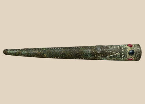 Dense, smooth, spherical stone object from ancient South Asia, likely used as a grinding or pounding tool, circa 2nd millennium BCE, showing natural patina and wear.