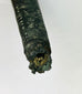 Middle section of engraved bronze sword sheath featuring red gemstone inlays and incised decoration from ancient Etruria (Italy), circa 900–700 BCE
