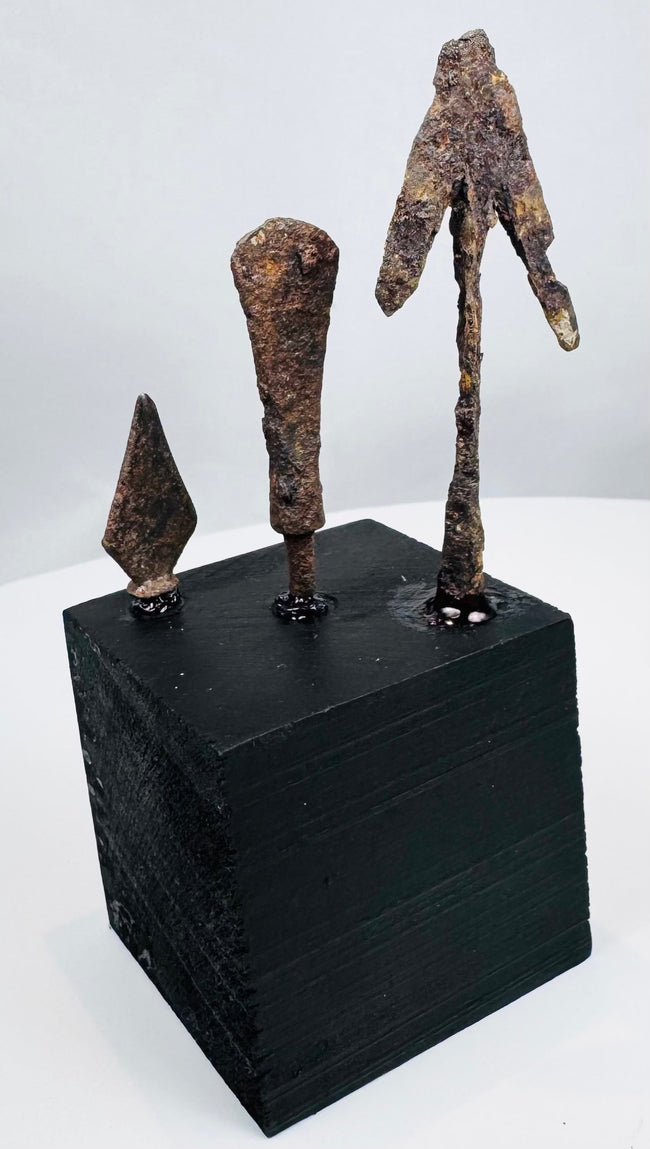 Unusual forked or barbed iron projectile point with extensive corrosion and metal loss
