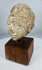 Ancient stucco Buddhist head from Gandhara displaying weathered archaeological surfaces