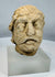 Weathered limestone head from ancient Gandhara representing a Bodhisattva figure from the Kushan to Post-Kushan period.