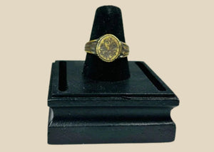Ancient Gold-Gilded | Bronze Signet Ring with Floral Motif | Circa 300–600 CE