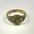 Ancient gold-gilded bronze signet ring with engraved floral motif, circa 300–600 CE