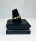 Antique Roman bronze ring with worn gold gilding and detailed floral bezel from the Near East