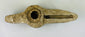 Ancient Islamic lamp with elongated wick channel and carved designs