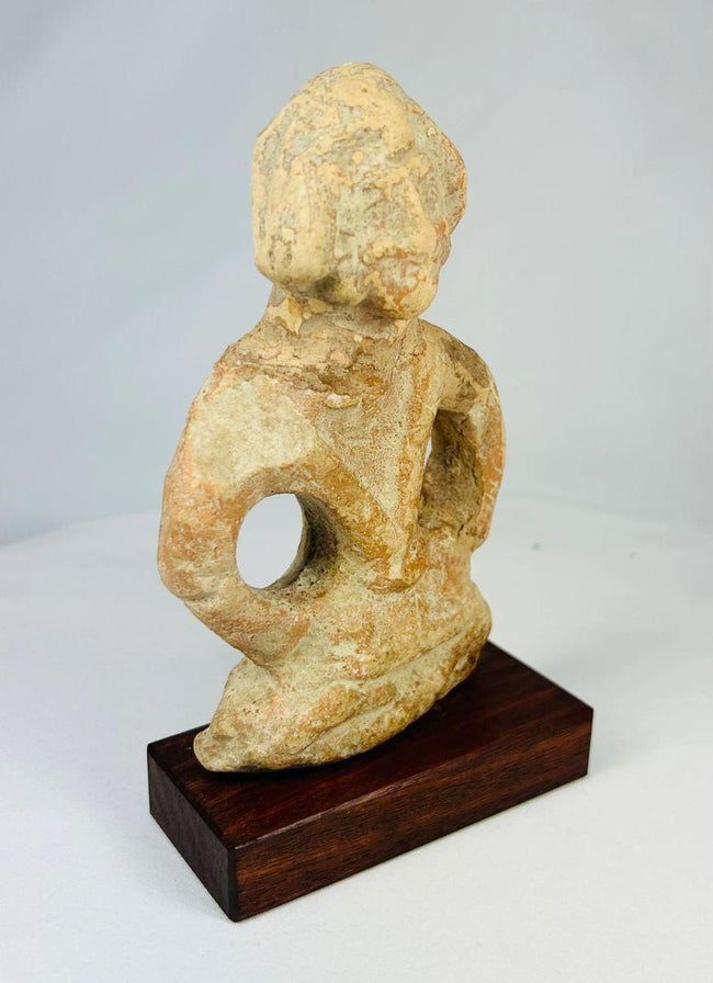 Detailed view of a 3rd century BCE Mauryan terracotta sculpture