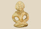 Mauryan terracotta figurine, circa 322–185 BCE, depicting a seated boy with arms bowed outward, traces of pigment, and natural aged patina.