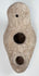 Near Eastern terracotta oil lamp with rounded enclosed reservoir