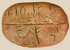 Ancient Mesopotamian clay tablet with cuneiform script inscriptions