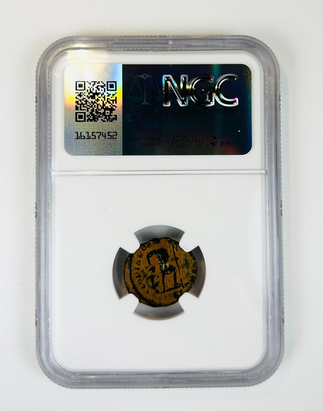 Authentic Roman Imperial bronze coin of Valens from the 4th century AD, AE3 nummus encapsulated and verified by NGC.