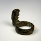 Ancient 3rd–4th century Roman bronze ring key showing extensive patination and preserved stepped key bit