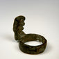 Roman bronze personal ring key with substantial finger hoop, earthen encrustation, and aged surface wear