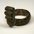 Roman bronze finger ring key with stepped teeth and dark green-brown archaeological patina