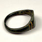 US size 9 ancient Roman bronze ring with complete hoop, wide bezel, and naturally developed green patina