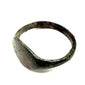 Rear view of Roman bronze ring displaying aged band, surface wear, and natural green patination