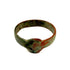 Interior view of ancient Roman bronze ring showing broad cast band and green-grey archaeological patination