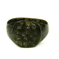 Ancient Roman bronze ring with flat bezel engraved with ring-and-dot motifs, circa 1st–3rd century CE