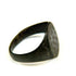 Ancient Roman ring with circular hoop, engraved geometric motifs, and naturally developed bronze patina